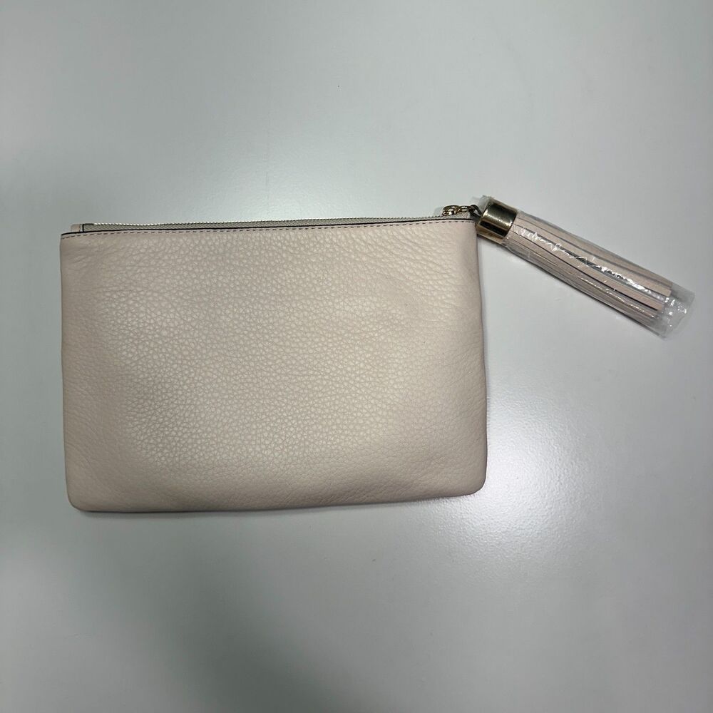 NWT Blush Pink Pebbled Leather Haloguard RFID Tech Zipper Clutch Pouch One Size